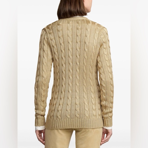 RALPH LAUREN COLLECTION BROWN SILK CABLE KNIT CARDIGAN - Picture 5 of 11